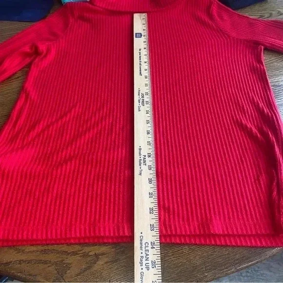 𝅺LIZ Claiborne Pullover Cowl Neck With Side Buttons Red Size XL - Picture 3 of 5